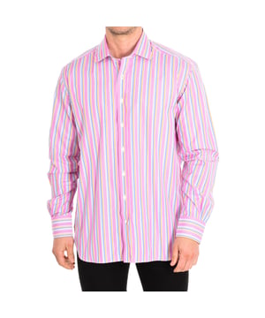 Kaffee Langärmliges Hemd aus Baumwolle.
 Farbe Rosa-Multicolor-Streifen
 Reverskragen.
 Knopfverschluss auf der Vorderseite.
 Knopf-Manschetten.
 Nähte im Ton gesehen.

 Zusammenstellung: 100% Baumwolle

 Maximal bei 40ºC waschen.
 - Bügeln bei mittlerer Temperatur, max. 100ºC.
 - Erlaubt die Verwendung eines Trockners.
 - Nicht bleichen.
 - Lässt keine chemische Reinigung zu.