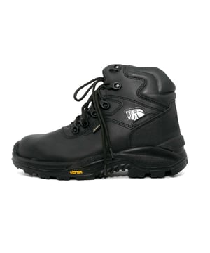 Color: Negro Upper: Cuero Interior: Membrana GORE-TEX® Suela: PU/VIBRAM Cierre: Cordones AirToe Puntera de composite con membrana transpirable Ajuste: Forma anatómica Categoría de seguridad: S3 WR HRO HI SRC CI Detalles antiperforación
