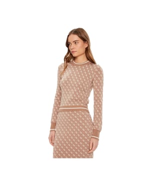 Pull Guess Multi G Femme Beige Synthetik. Authentisches Kleidungsstück der Marke Guess - Streetwear/Sportswear-Design von Guess - Guess für modebewusste Frauen, perfekt für den Alltag - Der beige Pulli von Guess lässt sich hervorragend mit dem Rest Ihrer Garderobe kombinieren - bequeme synthetische Material - klassisch - Multi G -