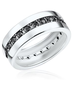 Memoire rings are particularly emotional memory jewelry, as they are a symbol of a life spent together and the infinite love. Also hold your most valuable moments with this fascinating Eternity ring from Rafaela Donata: The ring rail made of high-gloss polished 925 sterling silver is already completely all around with colored zirconia stones that sparkle mysteriously-a contemporary look for trend-conscious women. Tip: The striking piece of jewelry in masterful jewelry quality is also ideal as an engagement and wedding ring.