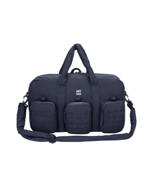 The ultimate carry companion, perfect for every day wear. Featuring a full-length zip top opening and 3 large side pockets, the Harring Padded Triple Holdall is spacious enough for any short or long trip away. Features a detatchable padded shoulder strap. Features: , Padded lightweight nylon, Water resistant, 15 inch padded laptop sleeve - Fits Apple MacBook Pro 16 inch, Grab handle carry straps, Removable padded shoulder strap allowing crossbody styling, Zip top opening to main compartment, ARTSAC screen printed logo, Triple front zip pocket with loops, Internal zip pocket, 2 Internal mobile phone slip pockets - Fits normal and plus size smart phones, 3 Internal pen slip pockets, External rear zip pocket Style Ref: 52010 NAVY