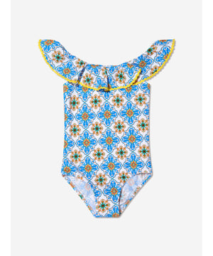 Introducing Nessi Byrd's Girls Fenty Off Shoulder Swimsuit in Multicolour. This designer piece is indispensable for your girl's swim-time wardrobe. Here are the key features which make it truly exceptional: Contemporary Print: The multicolour design adds a vibrant and contemporary twist, turning the swimsuit into a fashion-forward choice. Luxury Comfort: Expertly crafted from high-grade materials, this swimsuit provides superior comfort for your little one's aquatic adventures. Must-Have Choice: This Girls Fenty Off Shoulder Swimsuit in Multicolour by Nessi Byrd is a high-end wardrobe addition. Purchase now for a splash of designer elegance at your girl's swim time!