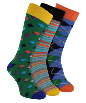 Happy Socks Men's 3 Pack SocksDiscover the perfect blend of comfort and style with Happy Socks Men's 3-Pack Socks. Designed to match all shoe sizes, these versatile garments effortlessly suit both relaxed and formal clothing, making them a smart addition to your wardrobe. Enjoy the exceptional comfort these socks provide, a must-have for every gentleman.Happy Socks are thoughtfully devised to bring a wave of vibrant energy to your daily attire. A perfect mix of coziness, elegance, and year-round versatility, these socks are designed to keep pace with your dynamic lifestyle. Crafted from breathable material, these men's socks flawlessly fit sizes 6-11.Happy Socks Men's 3-Pack Socks come with multiple advantages, including colourful patterns, such as Argyle, Stripes, Spots, and more, that give timeless sophistication to your appearance. Alongside these styles, the cozy fabric guarantees lasting comfort. Moreover, our breathable fabric ensures top foot hygiene, leaving your feet feeling fresh. Embrace the unmatched blend of comfort and style with Happy Socks Men's 3-Pack Socks, your go-to choice for premium sock wear.Essential Product Details- Vibrant and colourful- High-quality material- Innovative design- Suitable for all seasons- Perfect for casual and formal settings- One size fits all (6-11)