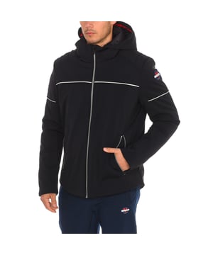 Waterproof jacket Vuarnet.
 Adjustable hood.
 Front zipper opening.
 One zipper pocket on the sleeve.
 Two zippered hand pockets
 Two internal zipper pockets.
 Brand logo on one sleeve.
 Composition: 82% Polyamide, 18% Elastane
 Care:
Wash at maximum temperature 30º.
 Iron at low temperature.
 Do not use dryer.
 Do not use bleach.
 Do not dry clean.