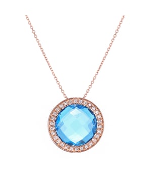 9K (375) Rose Gold: 1.95gr; # Diamond: 0.1ct; # Blue Topaz: 4.38ct