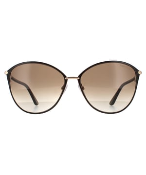 Tom Ford Cat Eye Womens Brown on Gold with Havana Brown Gradient Penelope FT0320 jsou moderní kočičí oči vyrobené z lehkého kovu. Štíhlé spánky a nastavitelné nosní polštářky umožňují všestranně pohodlné nošení, zatímco na koncích spánků je logo Tom Ford pro autentičnost značky.