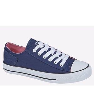 Step up your fashion with these all navy canvas Azalea trainers from Dek. Designed with comfort style and durability in mind that is sure to get you from day through to night
- Canvas upper
- Full lace closure
- Toe bumper
- Padded footbed
- Rubber Sole