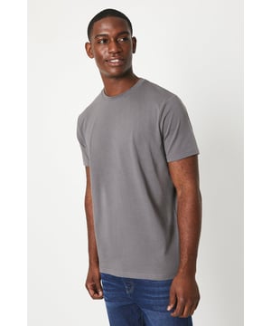 Cotton Crew Neck T-shirt. Consciously made from super-soft fabrics, look to this must-have crew T-shirt for men. Boasting short-cut sleeves, a comfortable neckline, and a tailored cut finish.