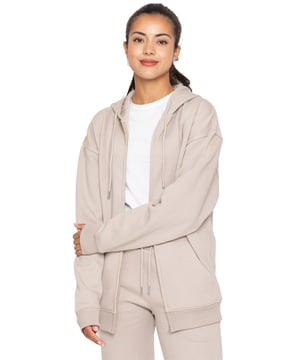 Enzo Ladies Oversized Essential Zip Hoodie, überdimensioniert und mit Fleece gefüttert für Komfort. Verstellbarer Kapuzenpullover mit Kordelzug und Bündchen an den Handgelenken. Übergroße entspannte Passform für lässige Kleidung.