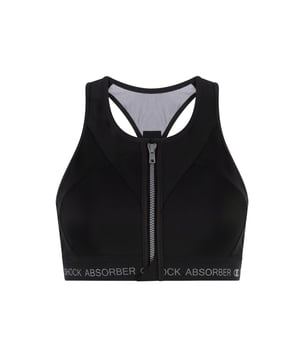 Are you in need of an extreme level of support for your workouts? The Shock Absorber Infinity Power sports bra delivers the highest, maximum-coverage support with each wear. Enjoy comfort in every way when wearing this sports bra: wireless for a smooth and unrestricted feel; extremely lightly padded cups; full coverage for all activities; zip front fastening for easy on/off; racerback design to improve freedom of movement; and finally, a single adjustable shoulder strap and padded hook and eye closure at the back. Not only does this offer superior protection against impact, but it's also moisture wicking material helps reduce sweat build-up, so you can stay cool and dry longer. With its fashionable design combined with ultimate support, you'll definitely look good at your next gym session.

Full coverage
High support
Wireless for premium comfort
Extremely lightly padded moulded cups
Zip front fastening
Racerback design for improved freedom of movement
Padded hook and eye closure
Single adjustable shoulder strap
Moisture wicking material
Country of origin: Sri Lanka
Composition: 66% Polyamide | 17% Polyester | 17% Elastane&nbsp;
Listed in UK sizes