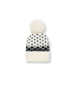 Stay warm and stylish with this extra soft mohair-style hat from James Lakeland. Featuring a faux fur pompom and a ribbed turned-up edge, this fleece-lined winter hat showcases a beautiful monochromatic diamond pattern. It’s the perfect accessory for the colder months.