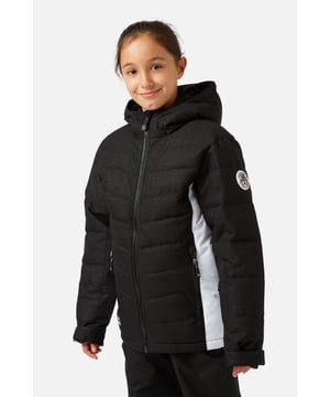 The Disco Girls ski jacket is a durable premium ski jacket, fully teched up for all conditions. Regular fit and length with baffled construction make this great all-rounder. Plenty of features to keep you happy and comfortable all day up the mountain or simply on the way to school.

    Fit: Regular Fit
    Shell Fabric: 100% Recycled Polyester Ripstop.
    Waterproof Rating: 10,000 mmor simply put the fabric will sustain 10 meters of water pressure onto the face of the shell.
    Breathability Rating: High Breathability - 10,000 g/m2This level of breathability will allow the heat generated from your body to escape without allowing condensation to build up and make you wet from the inside.
    Treatments: Hydrophobic Durable Waterproof Repellent finish (DWR) Is applied to the outer shell to make the jacket highly water and stain resistant. You will see water bead and roll off the outer shell to help stop the fabric becoming saturated and wetting out.
    Insulation: 100% recycled low loft polyester 80 grams in the body and 40 grams in the arms.

    Feature List
    Taped seams
    Internal zipped pocket with goggle wipe
    Fixed hood
    Wrist guard
    Super soft chin guard
    Lift pass stash pocket
    Chunky main zipper
    Powder skirt
    Dry butt patch
    Internal/External storm flaps
    Multiple zipped pockets
    Machine washable