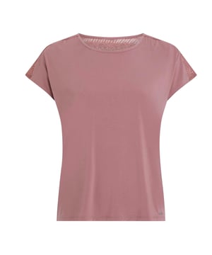 Womens Calvin Klein Pyjama Top in pink.- Round neck.- Short sleeves.- Classic shoulders.- Lace detail.- Straight fit.- Ref: 000QS7157ELKO