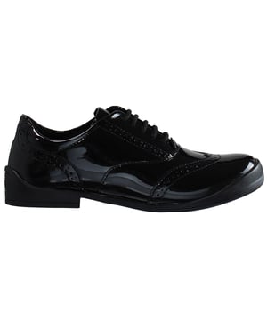 Kickers Bridie Brogue Lace-Up Black Patent Leather Kids Shoes 1_15545