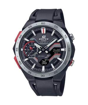 This Casio Edifice Analogue-Digital Watch for Men is the perfect timepiece to wear or to gift. It's Black 44 mm Round case combined with the comfortable Black Plastic watch band will ensure you enjoy this stunning timepiece without any compromise. Operated by a high quality Quartz movement and water resistant to 10 bars, your watch will keep ticking. This sporty and trendy watch is a perfect gift for New Year, birthday,valentine's day and so on. This Analogue-Digital watch has a Calendar function: Day-Date , Bluetooth , Solar Powered , Stop Watch , Worldtime and Countdown High quality 21 cm length and 24 mm width Black Plastic strap with a Buckle Case diameter: 44 mm,Case thickness: 12 mm, Case colour: Black and Dial colour: Black