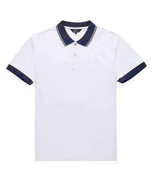 Ben Sherman Classic Fit  White Mens Stripe Collar Cotton Polo Shirt 0072551 10