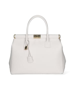Damenhandtasche mit zwei Fächern und abnehmbarem Schultergurt. Italienisches handgefertigtes Produkt aus echtem Dollarleder. Hergestellt in Italien