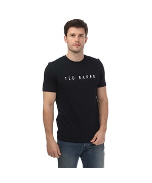 Mens Ted Baker Broni Branded T-Shirt in Navy- T-Shirt- Round neck- Short sleeved- Organic cotton- Ted Baker branding at chest.- 100% Organic cotton.  Machine washable.- Ref: 247128NAVY