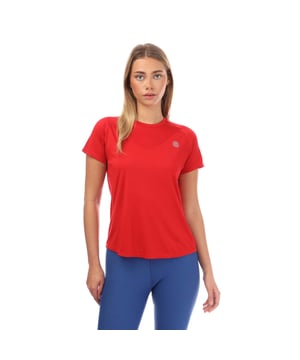 Womens Skins Series-3 Short Sleeve T-Shirt in red.- Round neck.- Short sleeves.- Mesh panels for maximum comfort  wicking and temperature regulation.- Targeted compression for reduced fatigue and increased performance.- Silver reflective logos.- 100% Polyester.- Ref: ST40754559014
