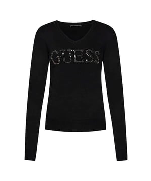 Pullover Guess Diamant-Logo Femme Schwarz Synthetik. Authentisches Kleidungsstück der Marke Guess - Streetwear/Sportswear-Design von Guess - Guess für modebewusste Frauen, perfekt für den Alltag - Der schwarze Pulli von Guess lässt sich ideal mit dem Rest Ihrer Garderobe kombinieren - Bequemes Synthetikmaterial - klassisch - Diamant-Logo -