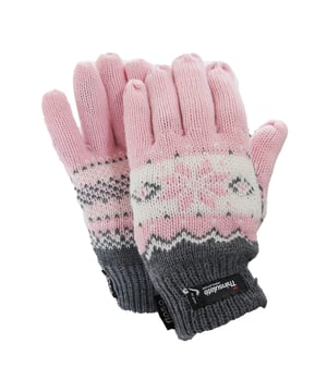 Quality ladies gloves with Thermal Warmth. Fibre contents for outer 100% acrylic and inner 65% Polypropylene, 35% Polyester.