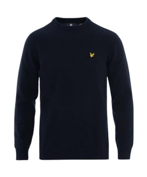 Stay in comfort and style with the Lyle &amp; Scott Branded jumper. This jumper fits true to size and features the signature Lyle &amp; Scott brand logo. Making a statement never looked or felt so good!, Elasticated Hem and Cuffs, Crew Neck Jumper, Lyle &amp; Scott Navy Sweater, 80% Wool, 20% Polyamide, Brand Logo On Left Chest, Regular Fit, Fits True To Size, Navy Blue Jumper