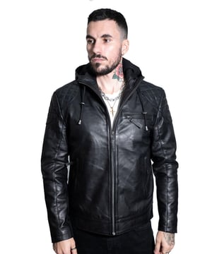 Warm interior lining and a drawstring adjustable hood make this bomber a great choice to pick up for when the weather starts to get a bit cooler and wetter. This jacket is finished in premium full grain nappa leather with a distinctly smooth appearance which contrasts well with the diamond quilted texture we’ve added to the shoulders. The jacket is furnished with three zipped front pockets for accessible storage and has a tagged YKK zip that runs up to the hood of the jacket. For even more storage options you can find two additional compartments integrated into the jacket lining. • 100% Premium ultra-soft nappa leather • Modern drawstring adjustable hood • Classic YKK zip on the jacket front • Includes pockets integrated into the jacket lining and three exterior zipped pockets • Premium diamond quilting on the shoulders