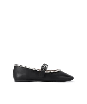 This KG Kurt Geiger Nico Stud is a Mary Jane style shoe with silver crystals around the edge of the shoe. There is a strap across the foot with large silver buckle fastening.
