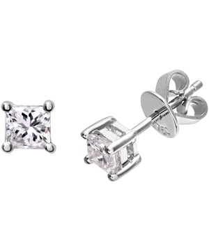 18K (750) witgoud: 1,2 gram; # Diamant: 0,5 ct; # Afmeting: 0,45 cm x 0,45 cm