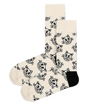 Colourful Bright Cotton Blend Cat Socks by Happy SocksAdd a whisker of playfulness to your everyday wear with the Happy Socks Cat Socks. Purposely sized for comfort, these snug socks cater to sizes 36-40 and 41-46, making them a purr-fect fit for cat lovers. Revel in the charm and coziness these delightful socks bring to your toes – a definite must-have for any feline aficionado.These socks are intimately designed, ensuring feet stay snug and stylish, whether you’re lounging at home or out on the prowl. The fabric blend – commendably soft due to its 77% Cotton composition – is complemented by 21% Polyamide and 2% Elastane, offering stretch and resilience. This combination has been chosen for its breathability and longevity.Moreover, wearing Happy Socks Cat Socks is guaranteed to turn heads and start conversations, with their captivating cat prints showcasing a blend of whimsy and sophistication. Maintained with ease, they are fabricated to retain their shape and softness even after multiple washes.So leap into the comforting embrace of Happy Socks Cat Socks and strut with an extra pep in your step. Uncover the seamless fusion of cuteness and comfort, and let these stylish socks bring a dash of joy to your wardrobe!Key Product Features- Soft, stretchy material- Perfect for feline fans- Sizes 36-40 & 41-46- Durable and breathable fabric- Great for any occasion- Maintains quality after washing