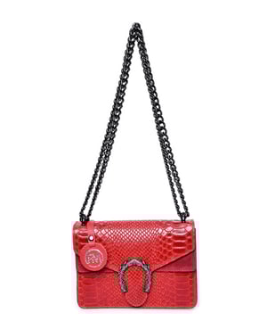 Bolso de hombro  
100% cuero de vaca  
Cierre superior con cremallera  
Bolsillo interior con cremallera  
Impresión de piel de serpiente  
Dimensiones: (L) 15x20x5 cm  
Correa ajustable: 110 cm