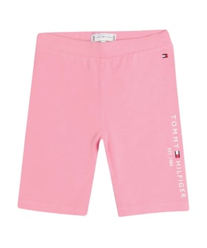 Junior Girls Tommy Hilfiger Essential Cycling Shorts in pink.- Elasticated waist.- Tommy Hilfiger flag at hip.- Tommy Hilfiger branding.- Stretch brushed cotton jersey.- 95% Cotton  5% Elastane.- Ref: KG0KG06533THEJ