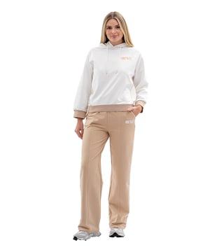 Tom Barron Damen-Hoodie mit Stickerei und geripptem Trainingsanzug-Set mit Seitenbesatz
