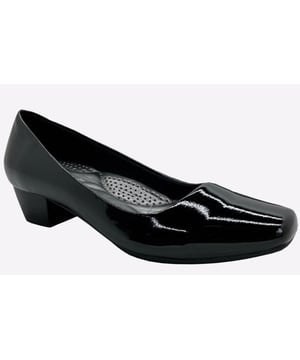 Practical and stylish, these women's Clermont low heel court shoes from Boulevard are the perfect smart-casual choice and feature a hi-shine synthetic upper in a classic black colourway, a low heel, and an easy wear slip-on design.
- Synthetic upper
- Slip-on design
- Low heel
- Durable rubber outsole