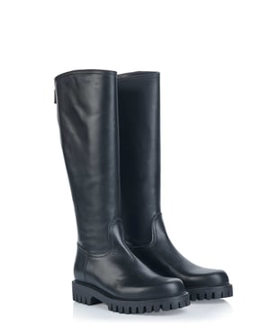 100% kalfsleer; Pollini-laarzen; Model: SA26123G10TG0 000; Zacht leer; ronde dop; Rits; Schachthoogte: 36 cm; Pollini-logodetails
