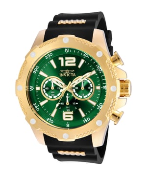 De Invicta 19661 heeft een roestvrijstalen horlogekast van 50 millimeter met een groene wijzerplaat.
Dit model wordt aangedreven door een accuraat Quartz uurwerk.
10 bar waterdicht.
Dit model is onderdeel van de Invicta I-Force collectie.

Inclusief 2 jaar garantie.