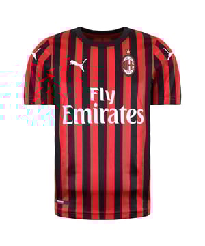 Puma AC Milan Short Sleeve Round Neck Black Red Kids Football T-Shirt 755861 01