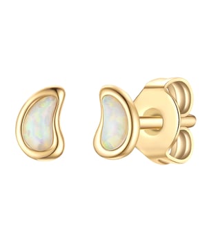 You can never have enough pretty stud earrings - how about this enchanting model from the Glanzstücken München label? Small, but with a very special design, the plugs impress with their organic lines and mysterious iridescent cabochon-cut opals. A real eye-catcher with boho vibes on the earlobe. Did you know that opal is considered inspiring and promotes creativity? The healing stone not only impresses with a fascinating play of light, but also dissolves internal blockages and sparkles with positive energy. A delicate plug-in closure fits harmoniously into the design and ensures a high level of comfort and is easy to put on and take off.