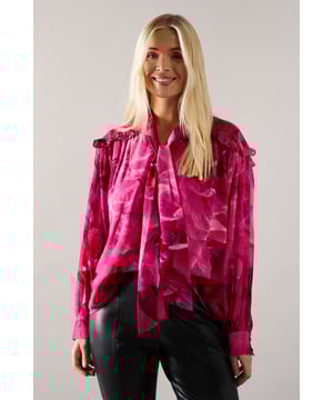 Petite Floral Print Tie Front Blouse