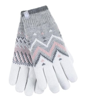 Estos guantes estampados Heat Holders para mujer te protegen en los meses de invierno, ya que son muy cálidos y elegantes. Están forrados con un fabuloso forro aislante de felpa, llamado Heatweaver, que es aún más eficaz para mantener el aire caliente cerca de la piel. Este forro suave y sedoso no sólo proporciona un tacto lujoso, sino que también garantiza unos dedos cómodos en el crudo invierno. Los guantes están disponibles en estampado de rayas o fair isle, por lo que se adaptan a cualquier atuendo. Además, tienen la muñeca elástica para mantener el aire caliente dentro del guante. Estos guantes están disponibles en 2 diseños y 5 colores diferentes. También están disponibles en dos tallas, para garantizar el mejor ajuste.
