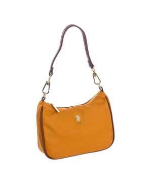 Baguette bag U.S. POLO ASSN.
 Synthetic.
 Zipper closure.
 Front interior: One open pocket.
 Back interior: One zipper pocket.
 Adjustable removable strap.
 Interior lining with brand print.
 Brand logo on the front.
 Seams seen in tone.
 Measures: 22x17x7cm
 Composition: 80% Nylon, 20% Polyurethane
 Care:
Clean with a wet cloth.