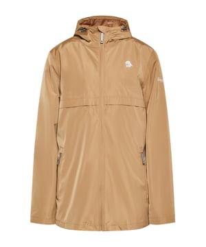 Diese wasserdichte Übergangsjacke hat eine normale Passform, einen Reißverschluss vorne und einen Stehkragen. Es verfügt über lange Ärmel, eine verstellbare Kapuze mit Kordelzug, elastische Bündchen und zwei Taschen für zusätzliche Funktionalität. Jacke aus 3000 mm wasserdichtem Material. Der schlichte Schnitt wird durch das Markenlogo auf der Brust stilvoll hervorgehoben. Perfekt für Outdoor-Abenteuer.  Regenjacke