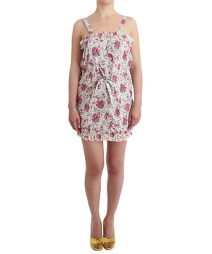 Brand: Ermanno Scervino Beachwear Dress
  Material: 100% Cotton
  Color: Pink White
  Model: Sundress
  Skirt Length: Above knee
  Waist Tie
  Sleeveless
  Suitable for Women