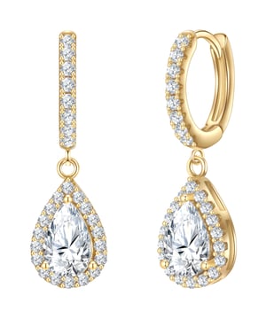 Shine with the exclusive hoop earrings from Glanzstücken München and set sparkling accents! The hoop earrings are made of yellow gold-plated 925 sterling silver and impress with their elegant shape and sophisticated zirconia decoration. The many faceted zirconia stones reflect the light in a breathtaking way and make your face shine. The elegant design combines modern and classic and makes these hoop earrings a perfect accessory for any occasion - be it an elegant dinner or a stylish everyday look. Thanks to the comfortable closure technology, they are comfortable to wear and skilfully highlight your outfit. Give your style that certain something with these stylish hoop earrings from Glanzstücken München.