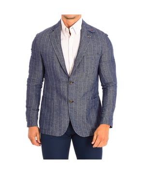 Long-sleeved blazer La Martina.
 Color Marbled blue
 Regular cut that adapts perfectly to any type of silhouette.
 Lapel collar.
 Closure with two buttons.
 Front slip pockets.
 Two pockets on the inside.
 Button closure cuffs.
 Small brooch with the firm's logo on the flap.
 Seams seen in tone.

 Composition: 50% Linen, 40% Cotton, 10% Elastane.

 - Do not use a washing machine.
 - Iron at medium temperature, max. 110ºC.
 - Do not use a dryer.
 - Does not admit bleach.
 Composition: 50% Linen, 40% Cotton, 10% Elastane.
 Care:
- Do not use a washing machine.
 - Iron at medium temperature, max. 110ºC.
 - Do not use a dryer.
 - Does not accept bleach.