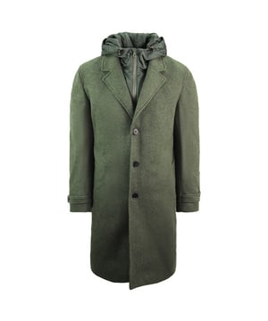 Chaqueta de botón con capucha lacoste abrigo para hombre de lana verde oscuro BH9417 El9