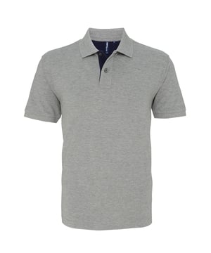 Classic fit polo. Short sleeves. Contrast detail on placket and under collar. Knitted collar and cuffs. 100% Ringspun combed cotton. Heather: 85% Ringspun cotton, 15% Viscose. S: 39in, M: 42in, L: 44in, XL: 46.5in, 2XL: 49in, 3XL: 51in.