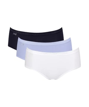 Dieser Midi-Slip bietet höchsten Komfort und Langlebigkeit in einem stilvollen Design. Hergestellt aus superweichem, strapazierfähigem Baumwolljersey, fühlt er sich angenehm auf der Haut an und hält selbst bei häufigem Tragen und Waschen seine Form. Die mittelhohe Taille und der niedrige Beinausschnitt sorgen für eine schmeichelhafte Passform und optimalen Halt. Dank der weichen, flachen Kanten und glatten Nähte bleibt der Slip unter der Kleidung unsichtbar und verhindert unangenehmes Scheuern. Er kommt im praktischen Dreierpack, ideal für den täglichen Gebrauch. Die Formbeständigkeit und Farbbrillanz bleiben auch nach vielen Wäschen erhalten, und lästiges Pilling gehört der Vergangenheit an. Perfekt für Frauen, die Wert auf Komfort und Qualität legen. Ein unverzichtbares Basic für jede Wäscheschublade.