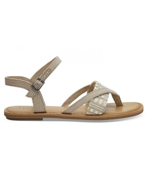 Toms Lexie Strap Up Beige Canvas Dames Sandalen 10011789