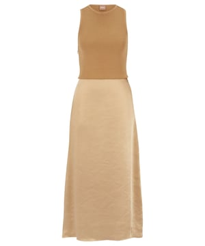 Womens BOSS Flaurelia Slim Fit Sleeveless Dress in Tonal FabricsA sleeveless dress cut to a slim fit in a combination of matte and high-shine fabrics by BOSS Womenswear.- Round neck- Sleeveless- Midi length- Slim fit- Top: 76% Viscose  24% Polyamide.  Bottom: 100% Polyester.  Hand wash only.- Ref: 50486090-260